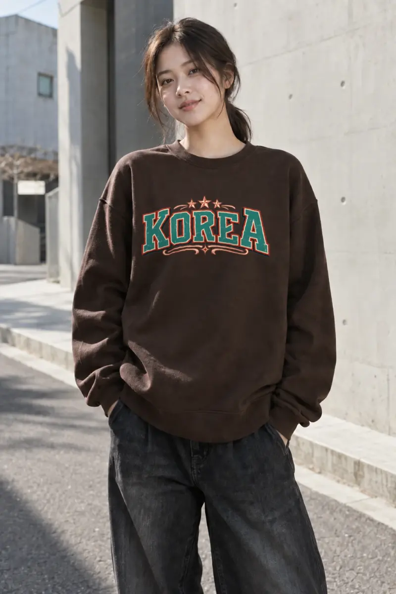 "Korea Varsity Crest" Heavy Blend Unisex Crewneck Sweatshirt | Gildan 18000