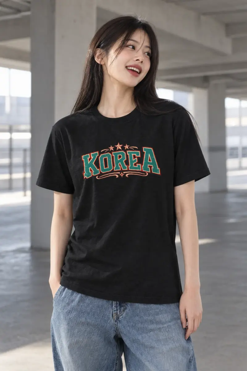"Korea Varsity Flourish" Heavyweight Unisex Crewneck T-shirt