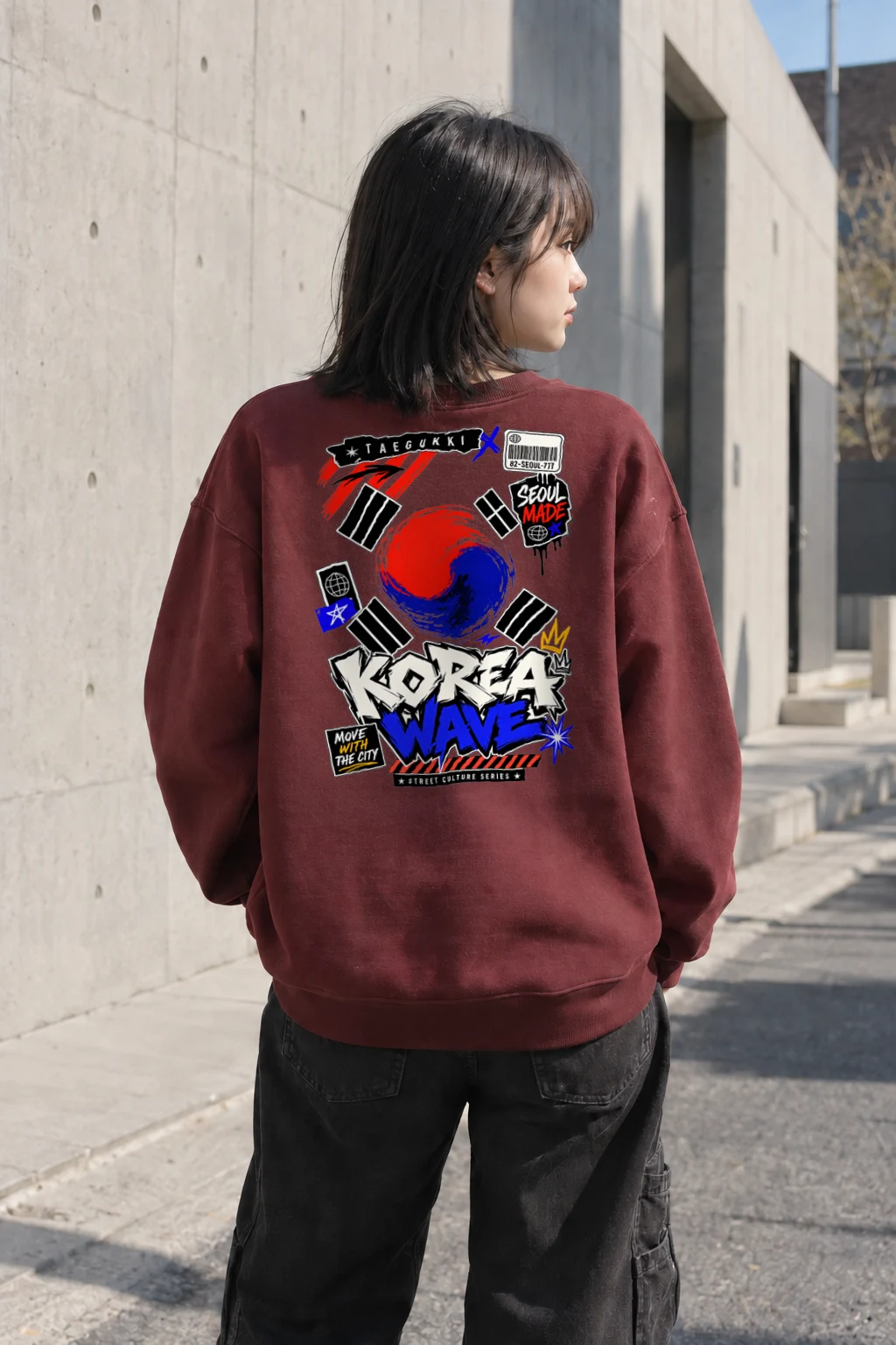 "Korea Wave Move" Heavy Blend Unisex Crewneck Sweatshirt | Gildan 18000
