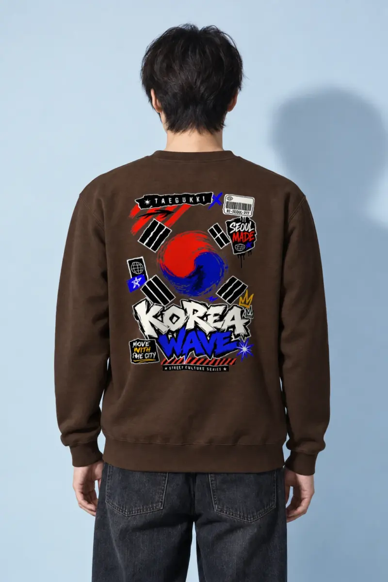 "Korea Wave Move" Heavy Blend Unisex Crewneck Sweatshirt | Gildan 18000