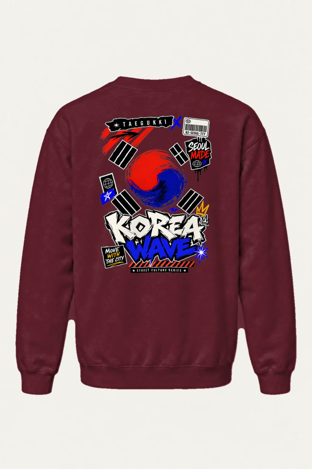 "Korea Wave Move" Heavy Blend Unisex Crewneck Sweatshirt | Gildan 18000
