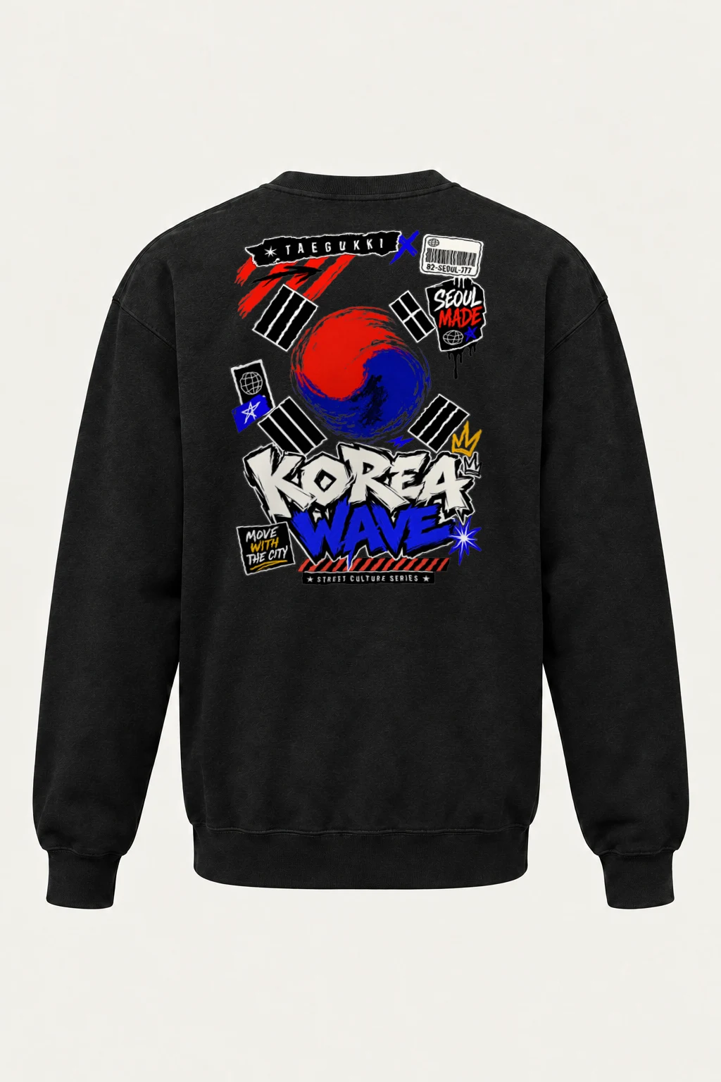 "Korea Wave Move" Heavy Blend Unisex Crewneck Sweatshirt | Gildan 18000