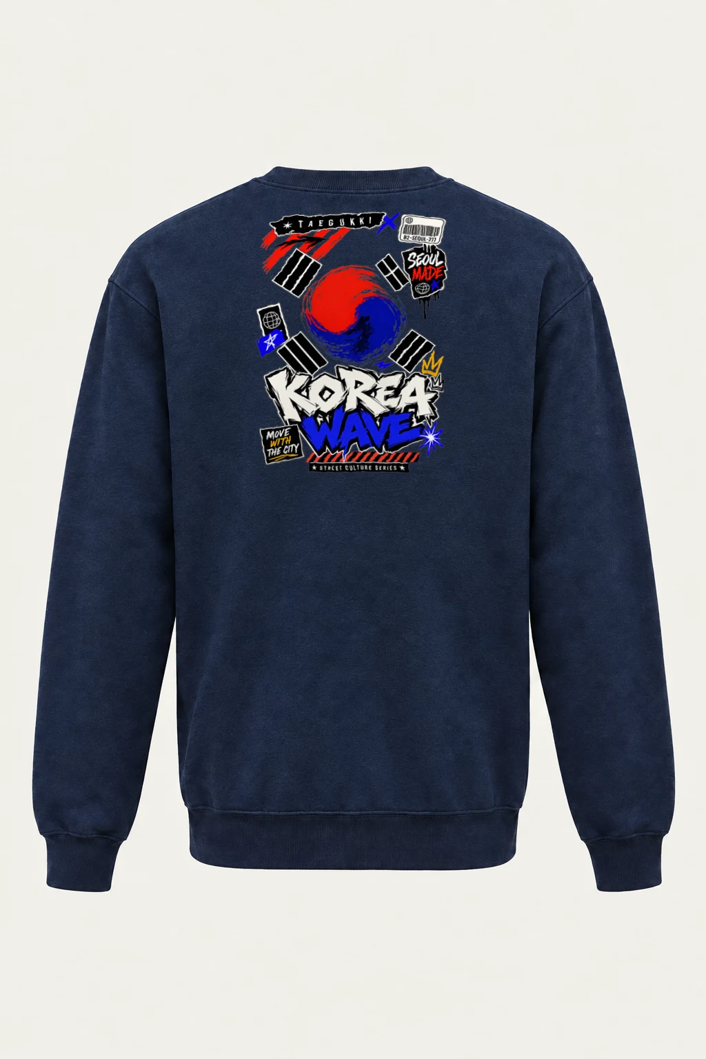 "Korea Wave Move" Heavy Blend Unisex Crewneck Sweatshirt | Gildan 18000