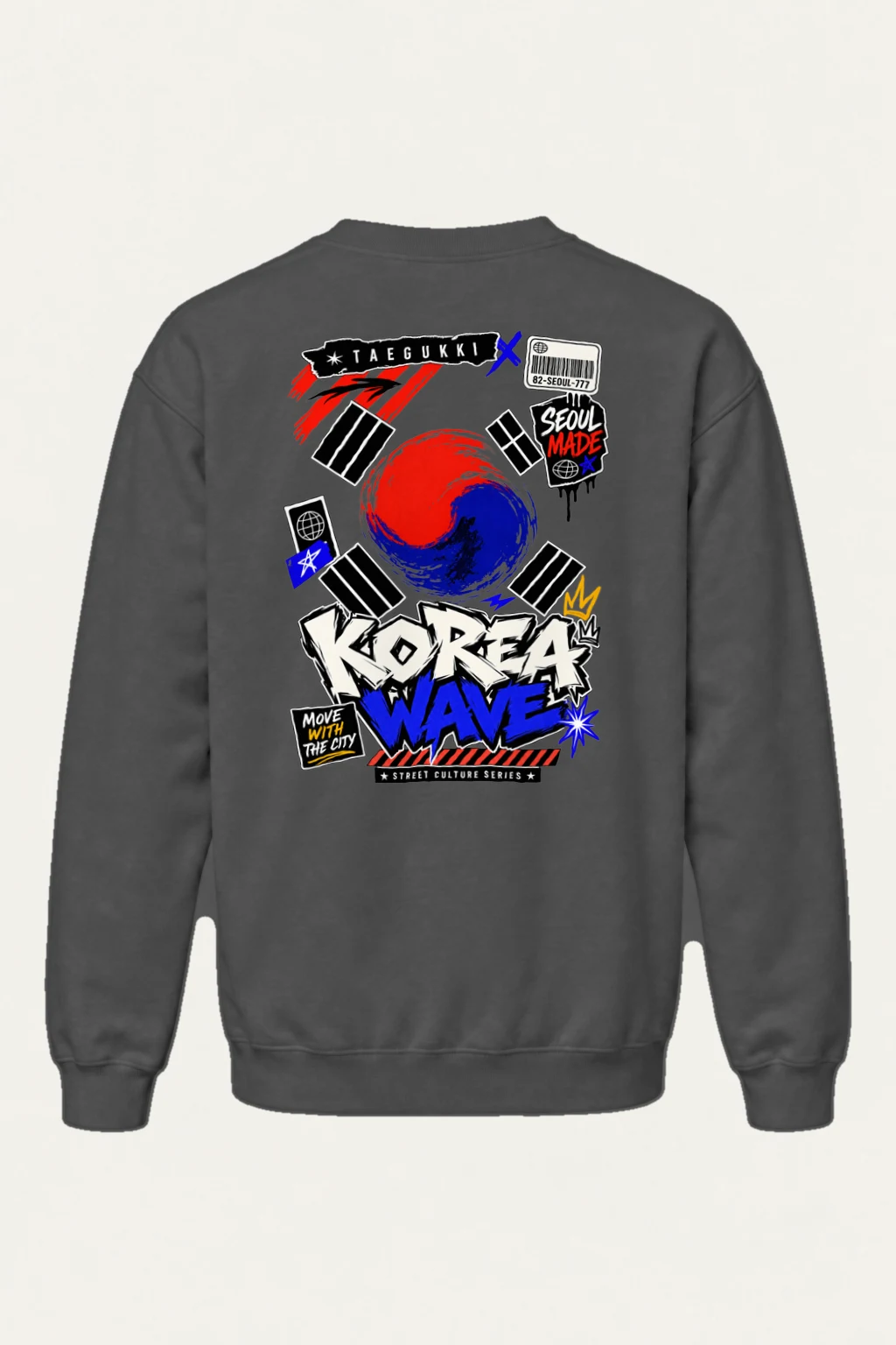 "Korea Wave Move" Heavy Blend Unisex Crewneck Sweatshirt | Gildan 18000