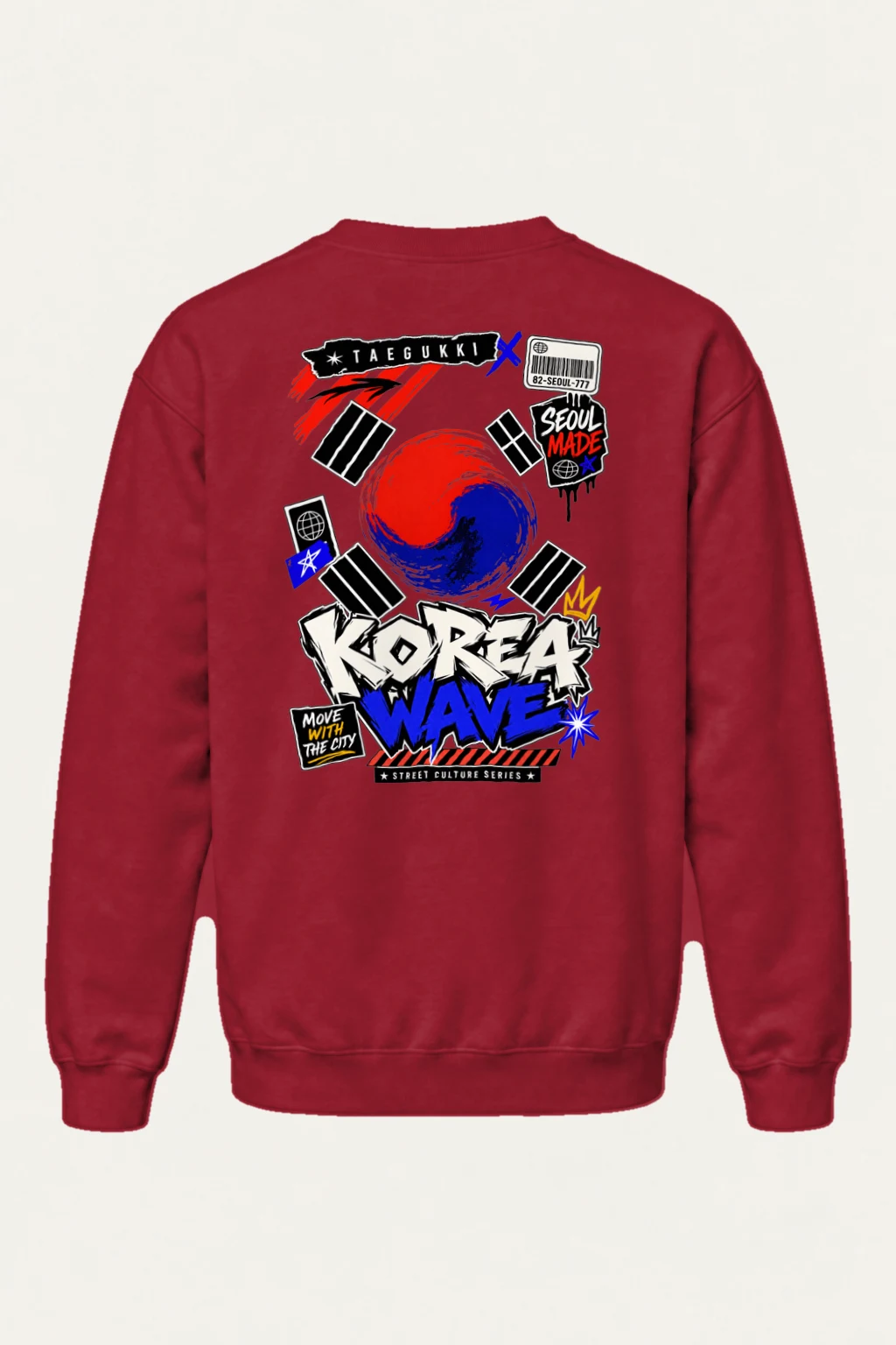 "Korea Wave Move" Heavy Blend Unisex Crewneck Sweatshirt | Gildan 18000