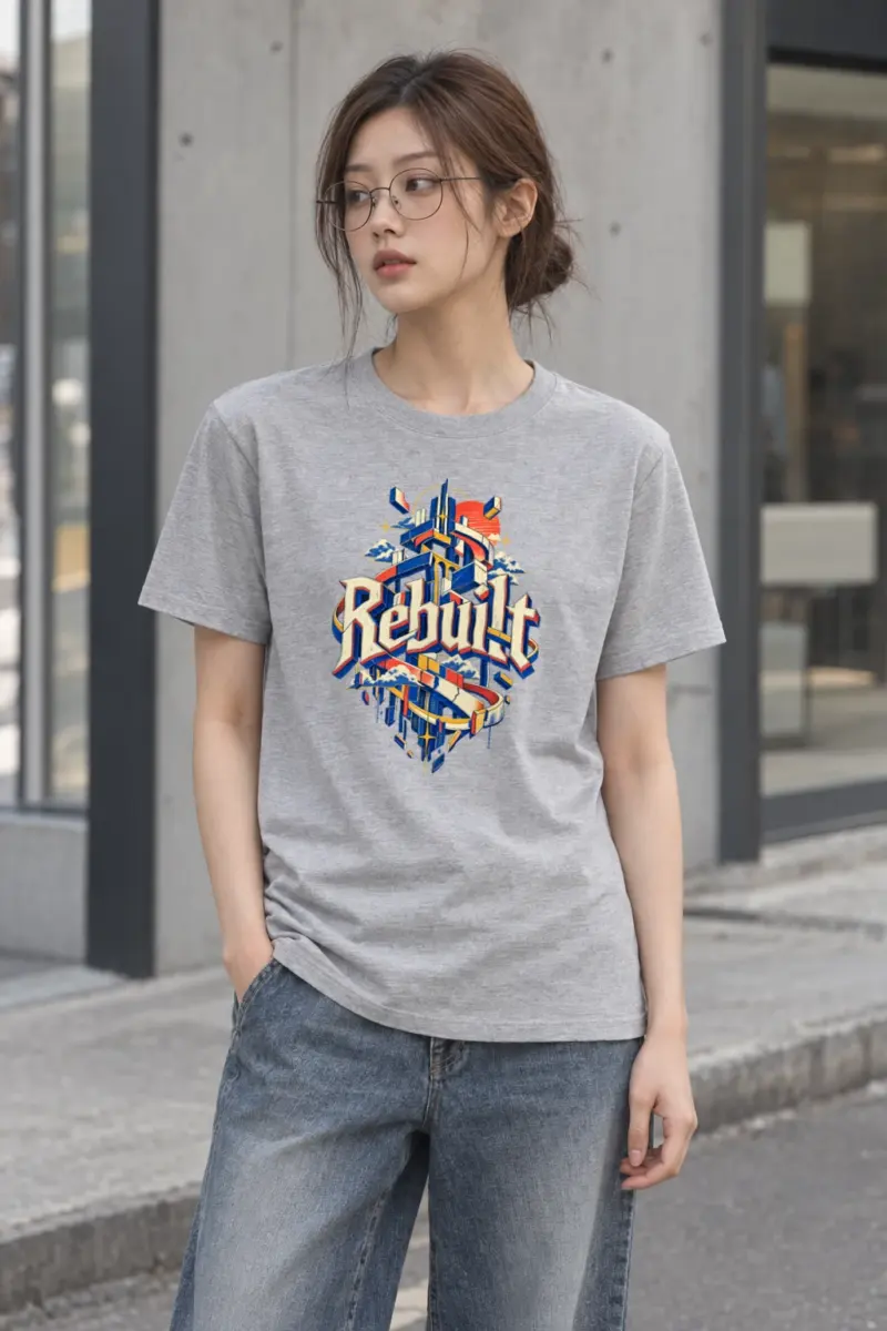 "Rebuilt Cityscape Banner" Heavyweight Unisex Crewneck T-shirt