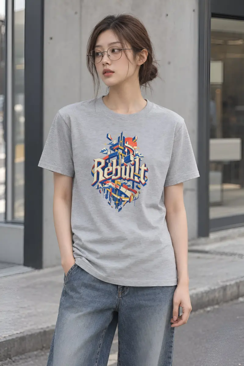 "Rebuilt Cityscape Banner" Heavyweight Unisex Crewneck T-shirt