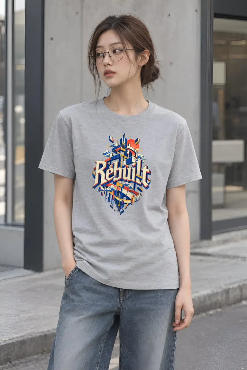 "Rebuilt Cityscape Banner" Heavyweight Unisex Crewneck T-shirt