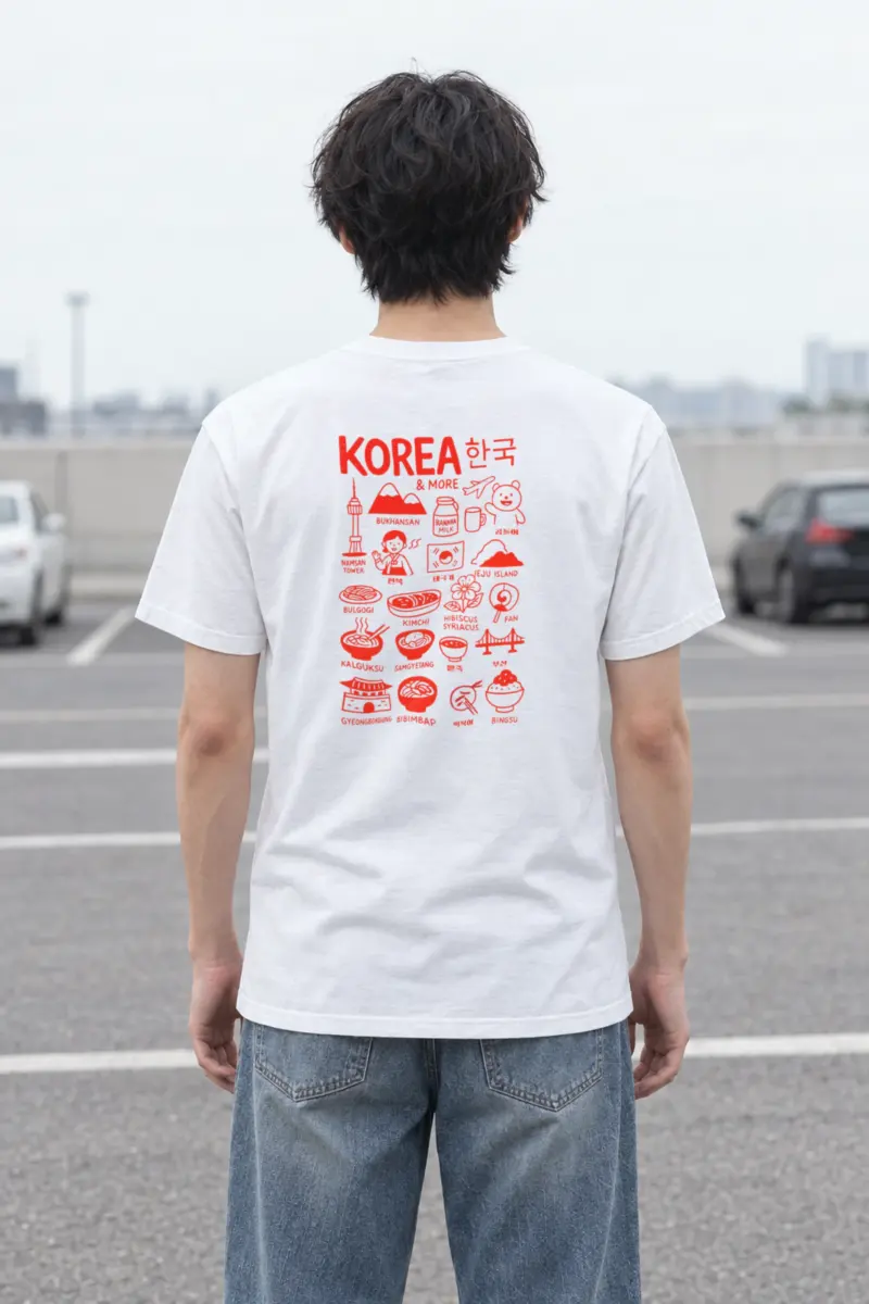 "Korean Culture Doodle" Heavyweight Unisex Crewneck T-shirt