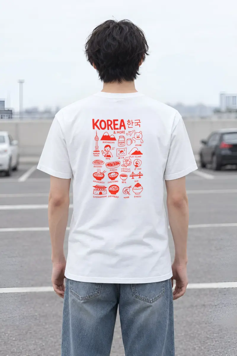 "Korean Culture Doodle" Heavyweight Unisex Crewneck T-shirt