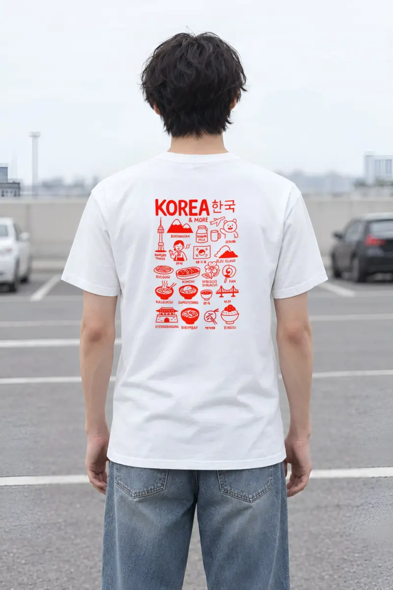 "Korean Culture Doodle" Heavyweight Unisex Crewneck T-shirt