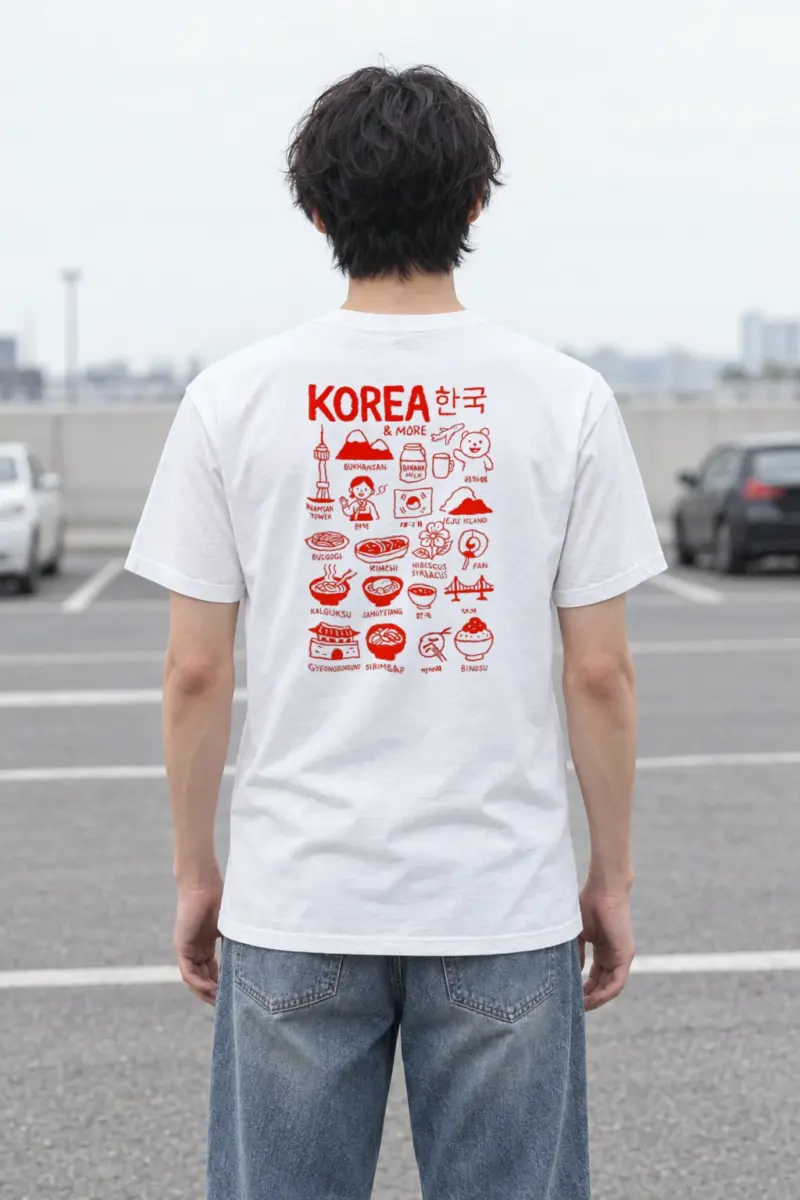"Korean Culture Doodle" Heavyweight Unisex Crewneck T-shirt