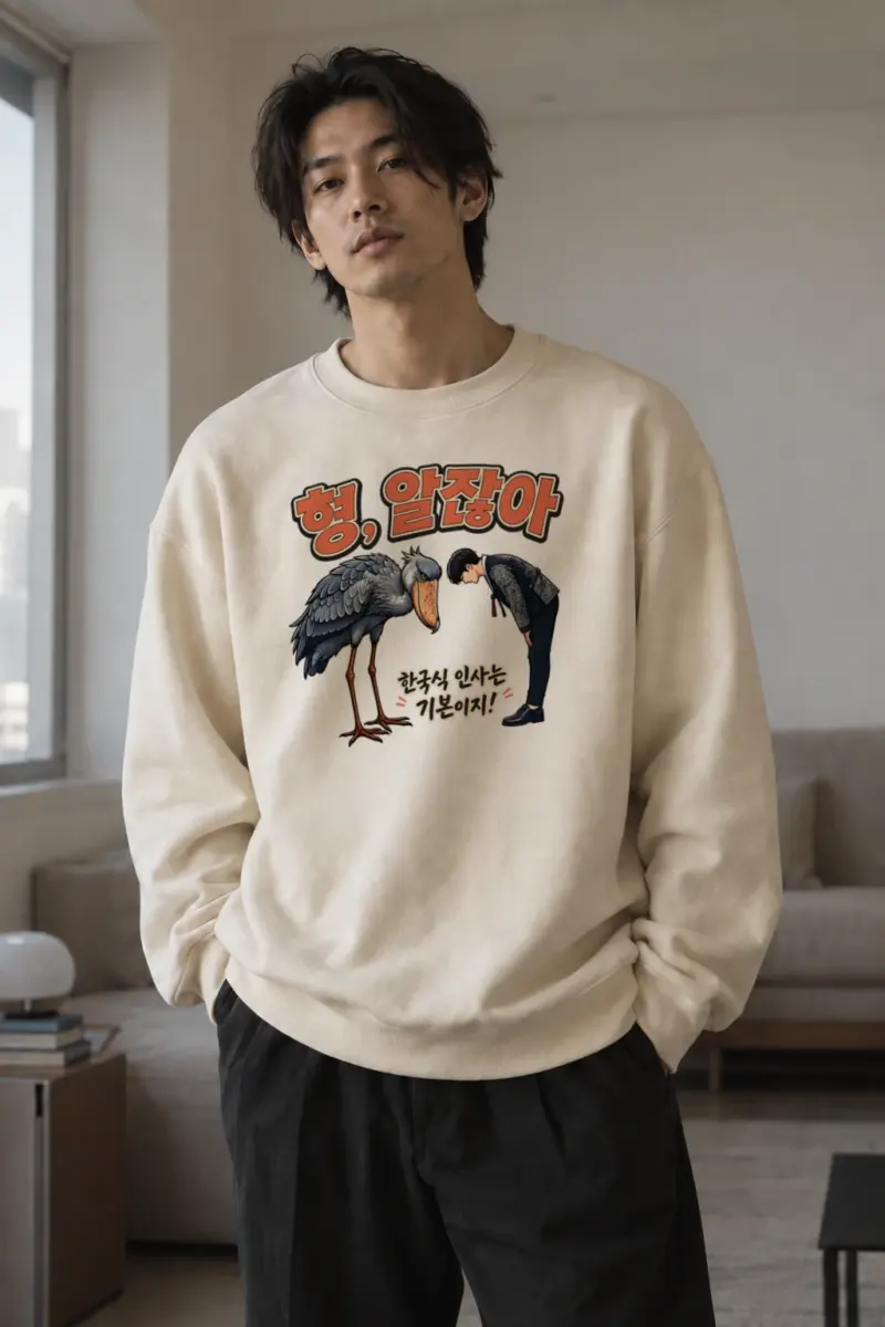"Korean Greeting Basics" Unisex Sponge Fleece Crewneck Sweatshirt | Bella + Canvas 3901