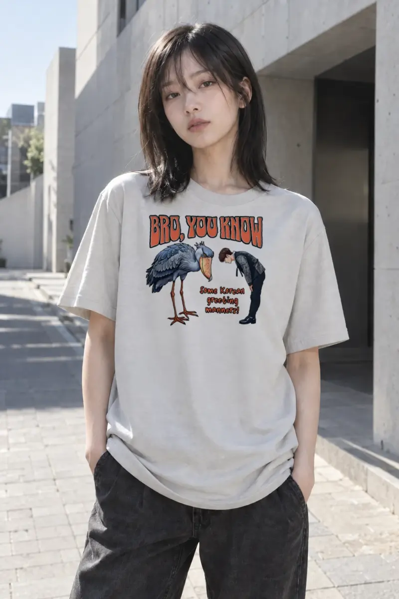 "Korean Greeting Manners" Heavyweight Unisex Crewneck T-shirt | Gildan 5000