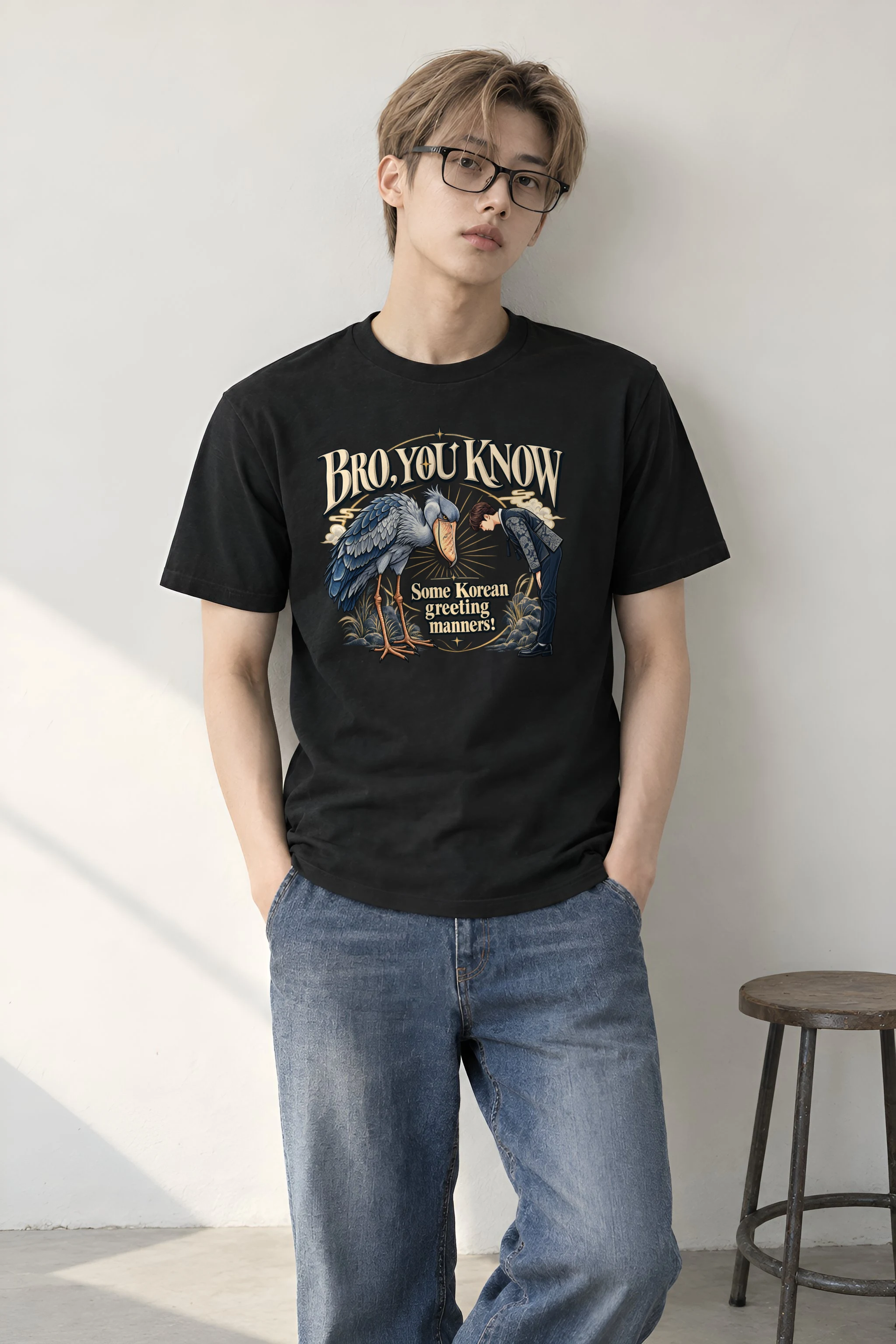 "Korean Greeting Manners" Heavyweight Unisex Crewneck T-shirt