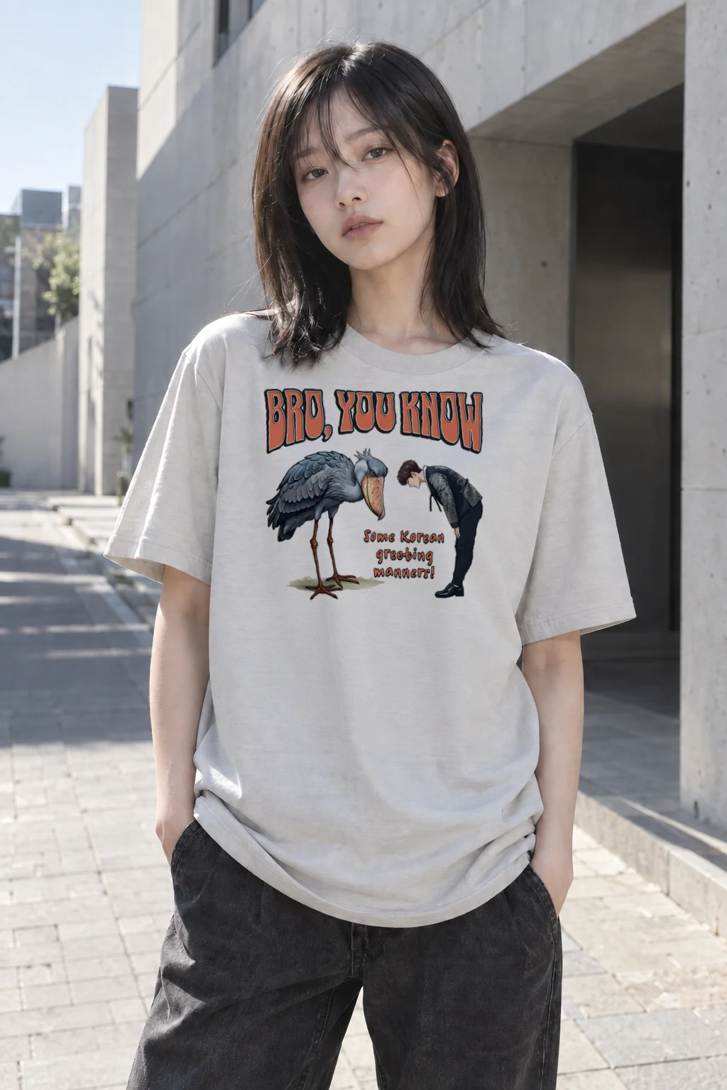 "Korean Greeting Manners" Heavyweight Unisex Crewneck T-shirt | Gildan 5000