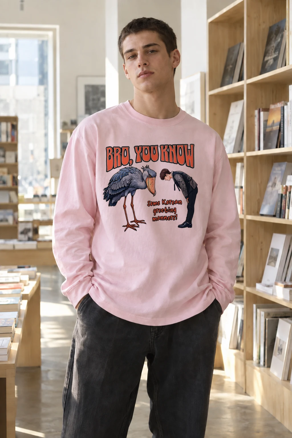 "Korean Greeting Manners" Unisex Longsleeve T-shirt | Gildan 2400