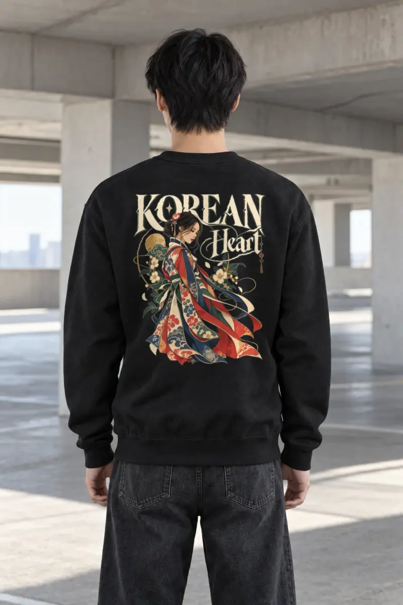 "Korean Heart" Heavy Blend Unisex Crewneck Sweatshirt | Gildan 18000
