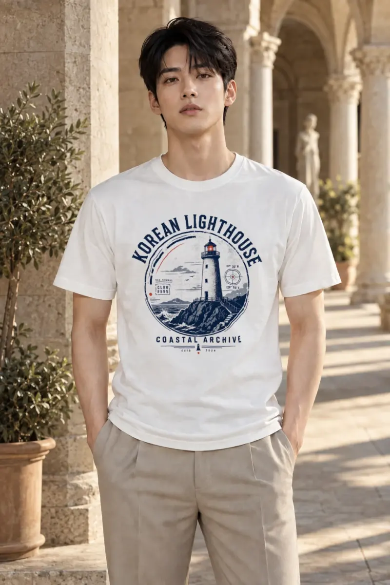 "Korean Lighthouse Club" Heavyweight Unisex Crewneck T-shirt | Gildan 5000