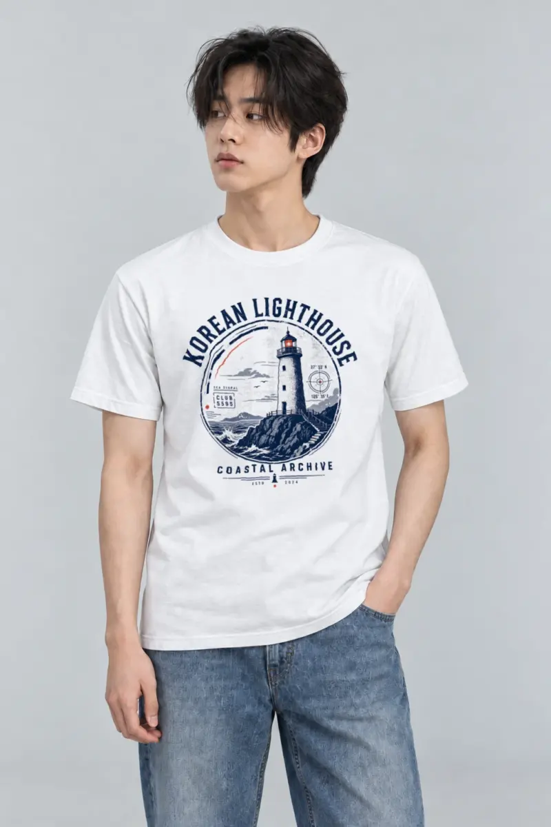 "Korean Lighthouse Club" Heavyweight Unisex Crewneck T-shirt | Gildan 5000