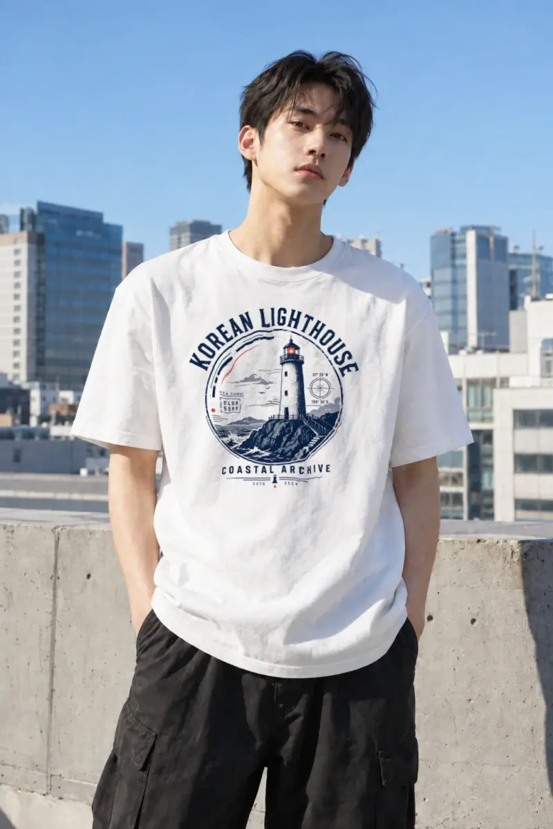 "Korean Lighthouse Club" Heavyweight Unisex Crewneck T-shirt | Gildan 5000