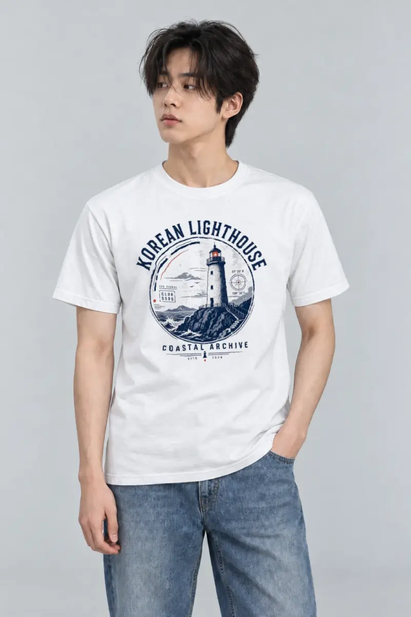 "Korean Lighthouse Club" Heavyweight Unisex Crewneck T-shirt