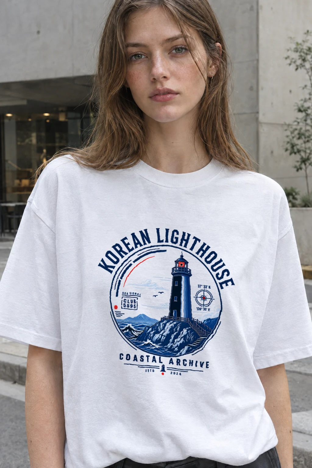 "Korean Lighthouse Club" Heavyweight Unisex Crewneck T-shirt | Gildan 5000
