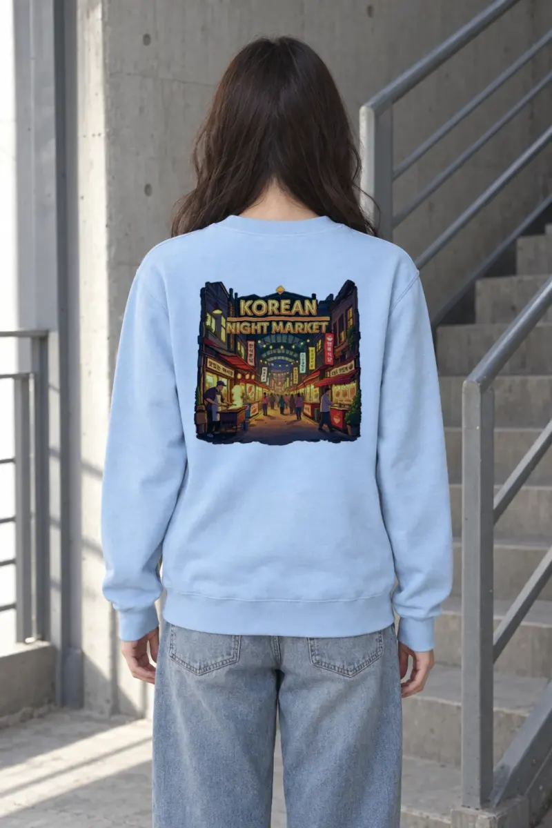 "Korean Night Market" Heavy Blend Unisex Crewneck Sweatshirt | Gildan 18000
