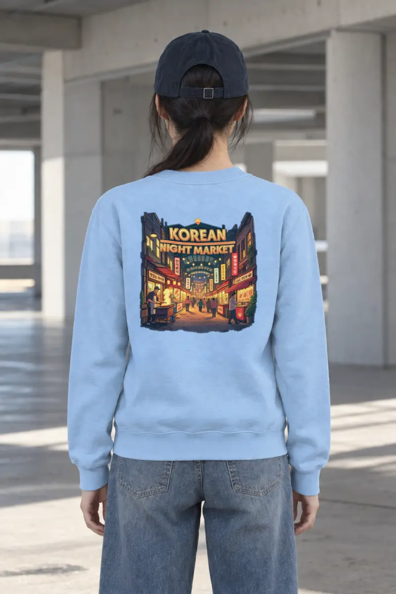 "Korean Night Market" Heavy Blend Unisex Crewneck Sweatshirt
