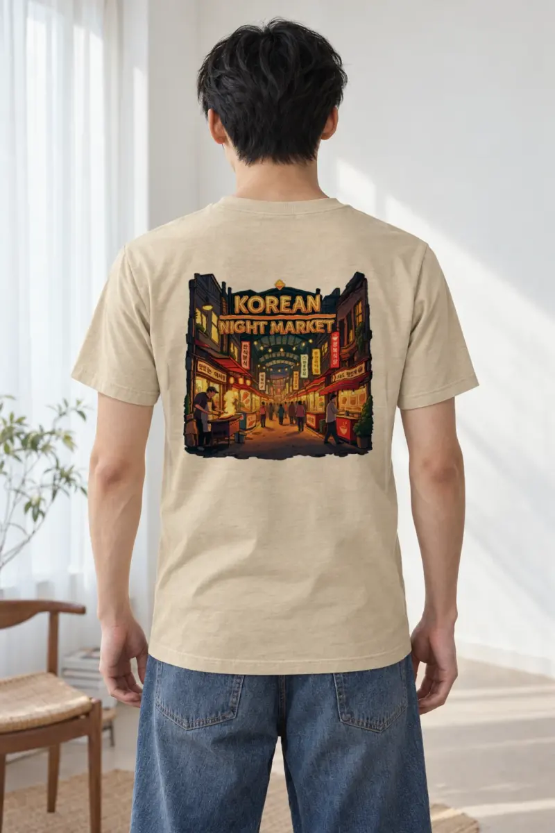 "Korean Night Market" Heavyweight Unisex Crewneck T-shirt