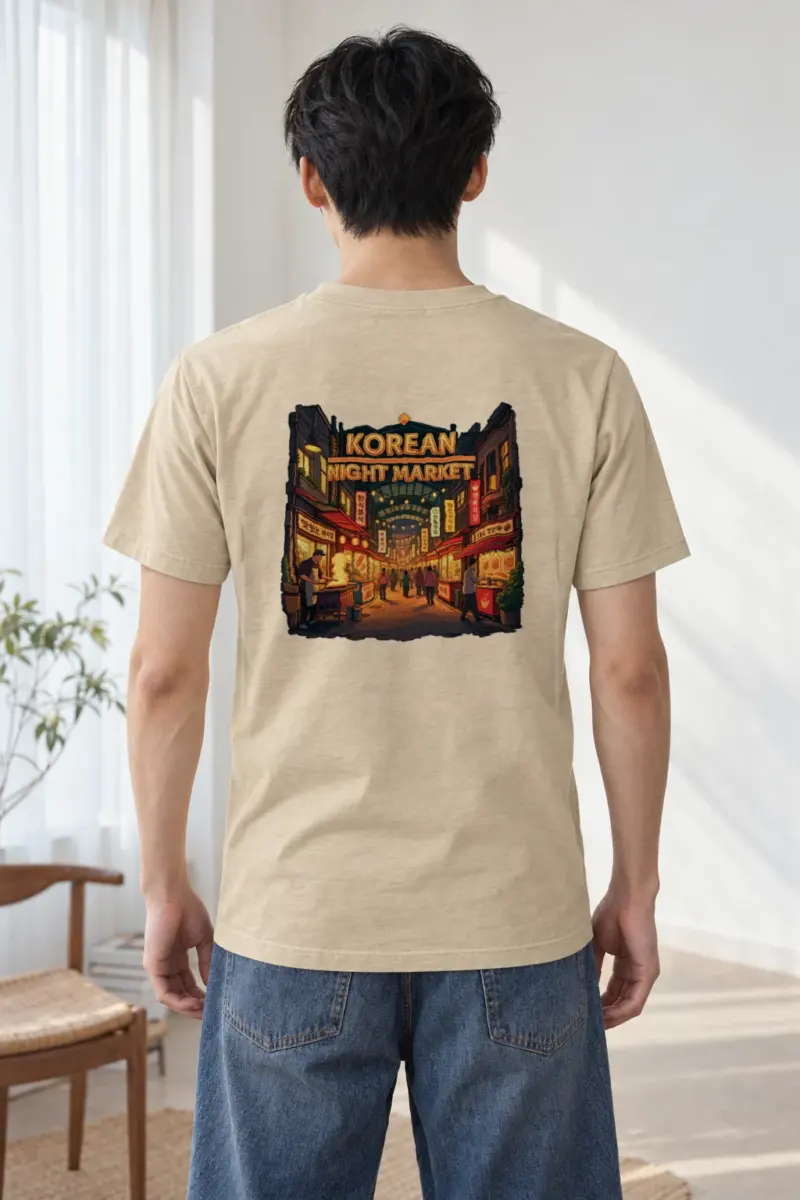 "Korean Night Market" Heavyweight Unisex Crewneck T-shirt