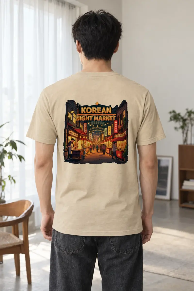 "Korean Night Market" Heavyweight Unisex Crewneck T-shirt | Gildan 5000