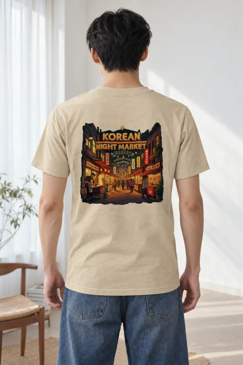 "Korean Night Market" Heavyweight Unisex Crewneck T-shirt