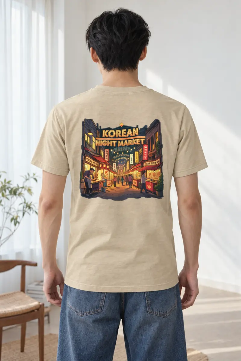 "Korean Night Market" Heavyweight Unisex Crewneck T-shirt