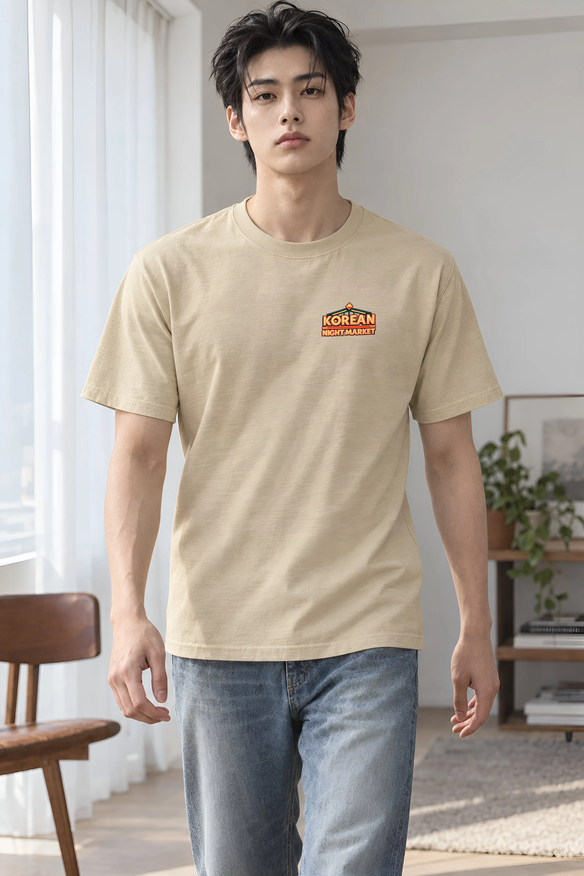 "Korean Night Market" Heavyweight Unisex Crewneck T-shirt