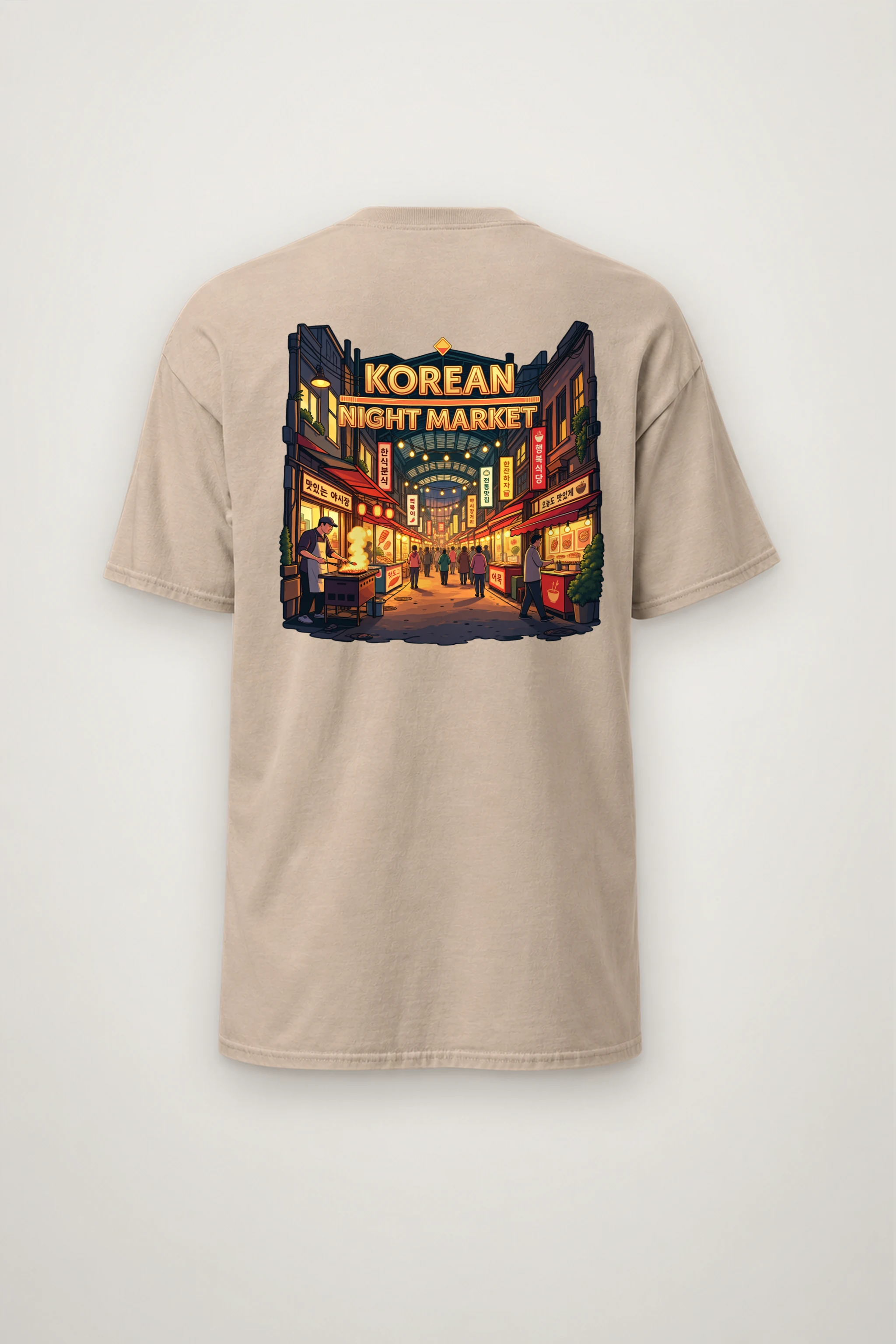 "Korean Night Market" Heavyweight Unisex Crewneck T-shirt