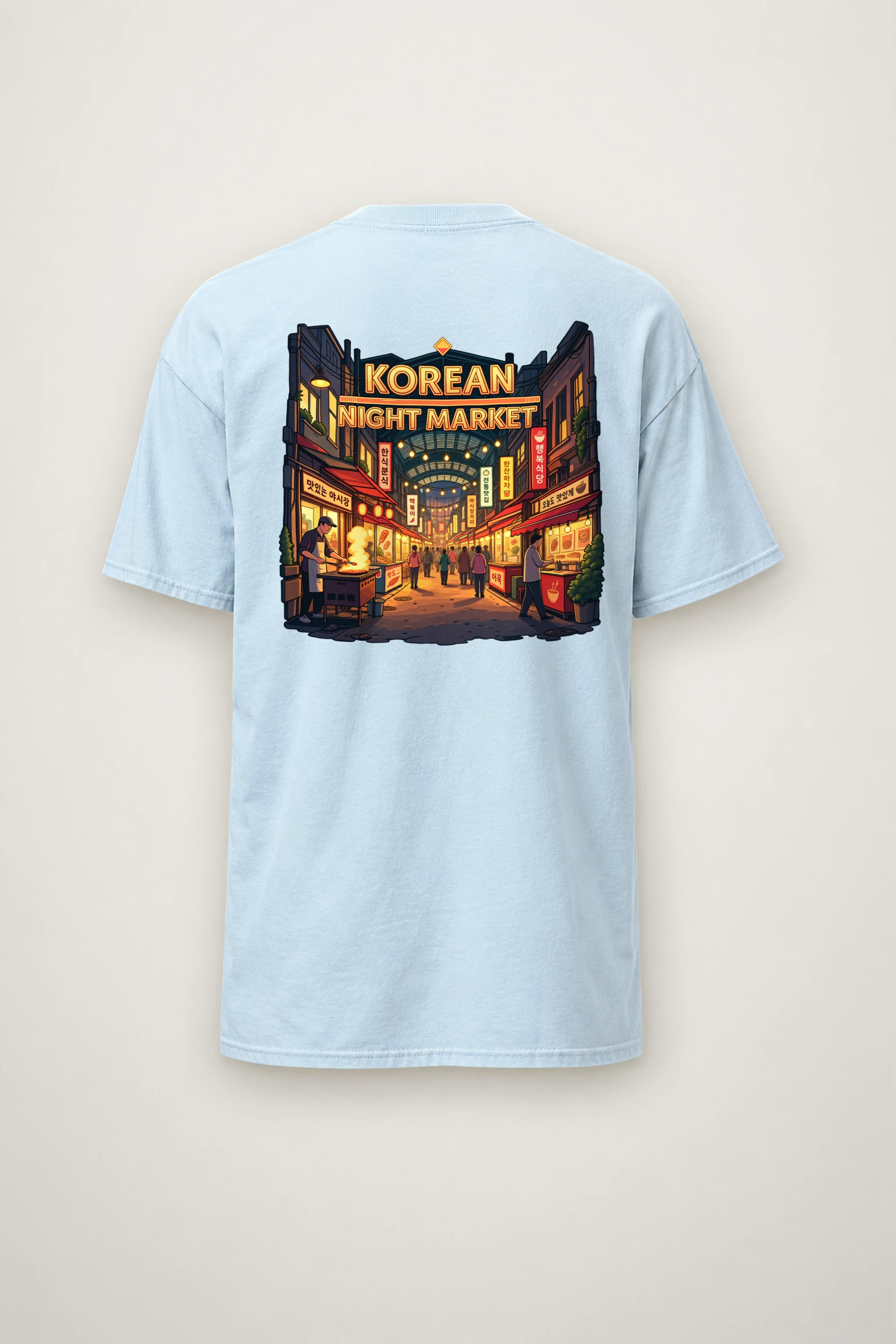 "Korean Night Market" Heavyweight Unisex Crewneck T-shirt