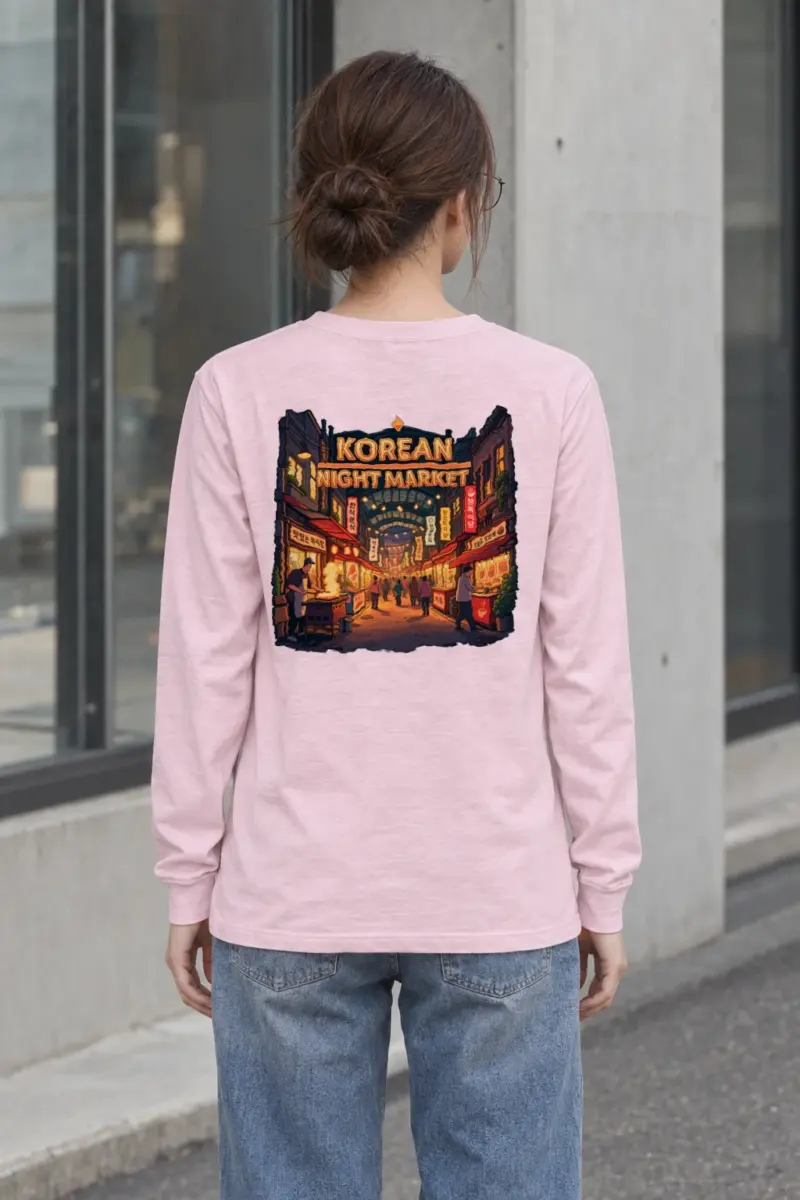 "Korean Night Market" Unisex Longsleeve T-shirt