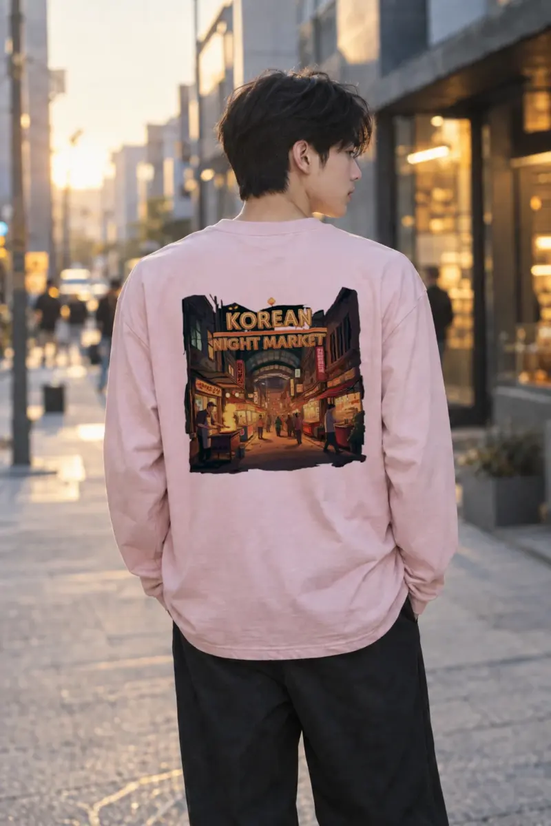"Korean Night Market" Unisex Longsleeve T-shirt | Gildan 2400