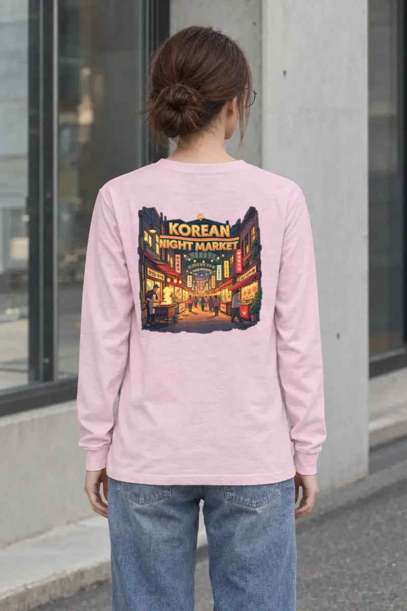 "Korean Night Market" Unisex Longsleeve T-shirt