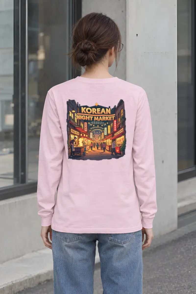 "Korean Night Market" Unisex Longsleeve T-shirt