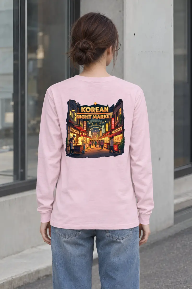 "Korean Night Market" Unisex Longsleeve T-shirt