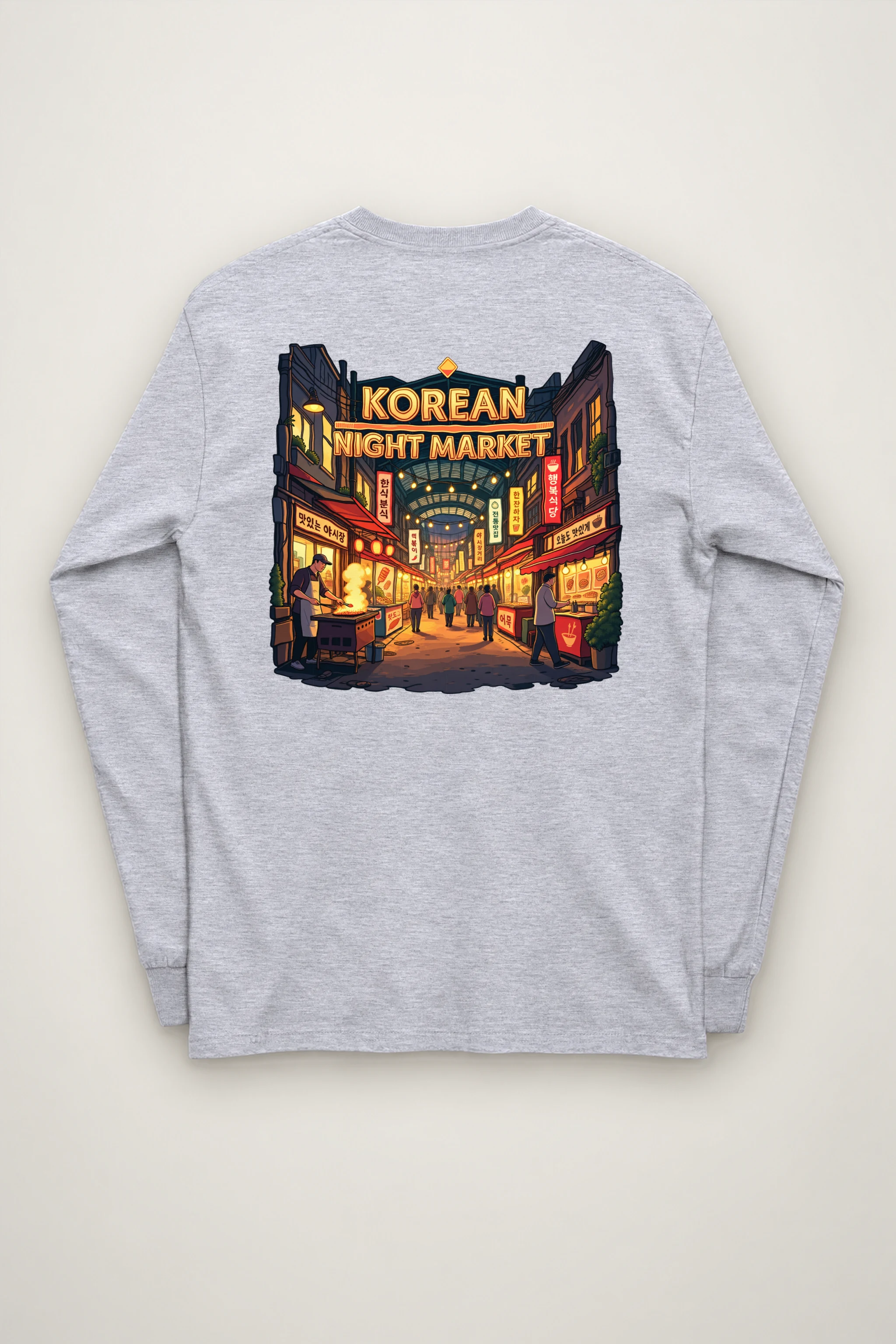 "Korean Night Market" Unisex Longsleeve T-shirt