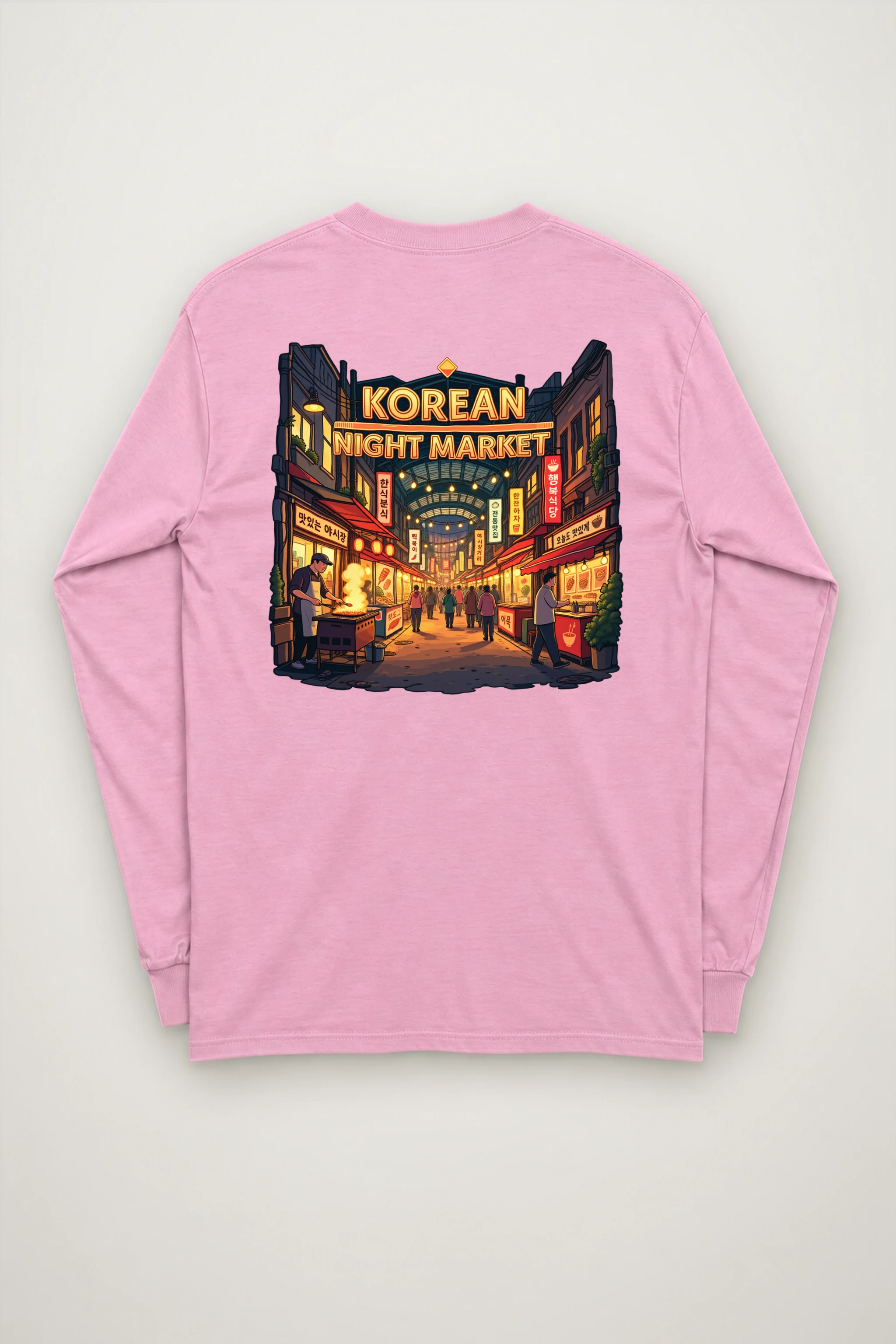 "Korean Night Market" Unisex Longsleeve T-shirt