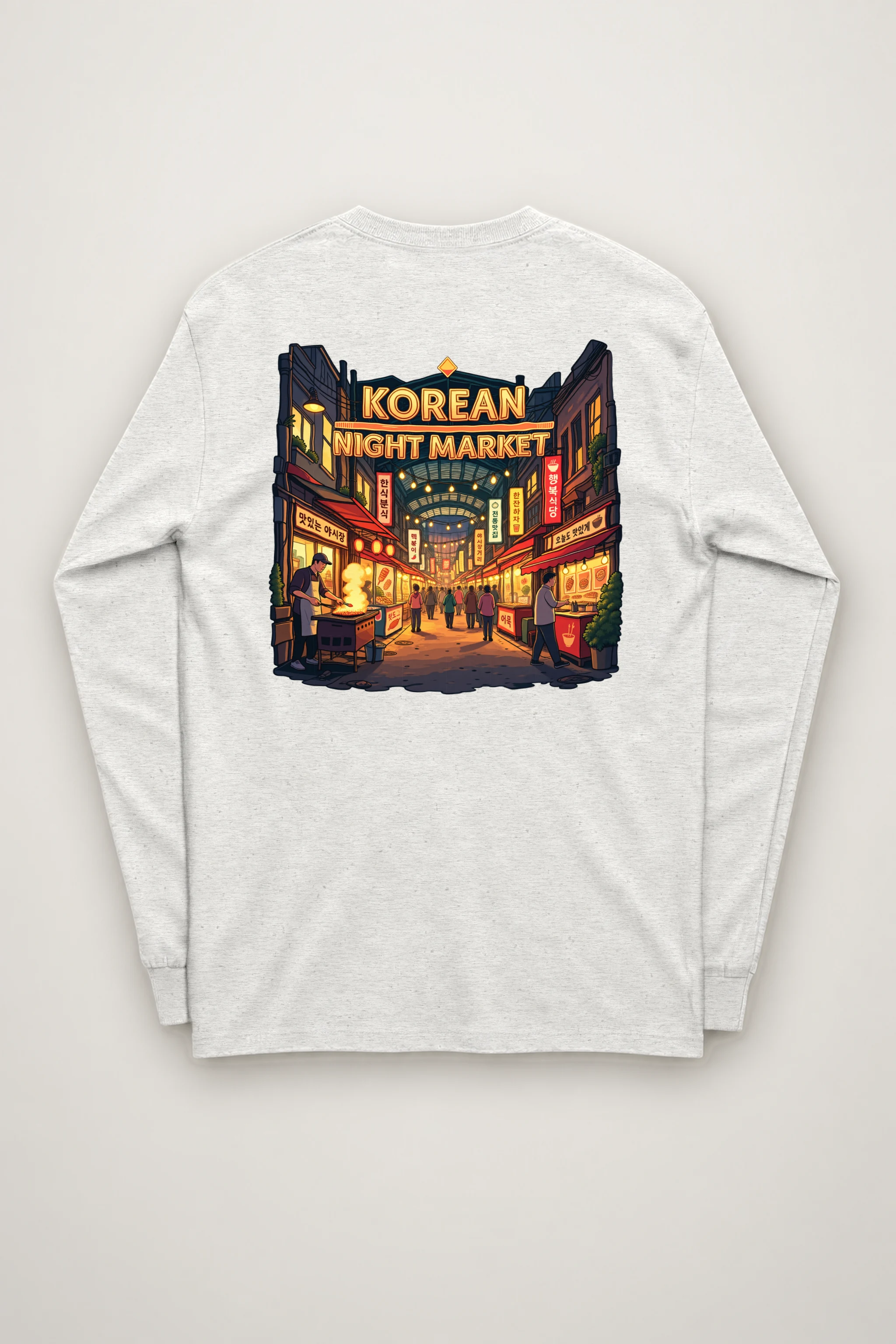 "Korean Night Market" Unisex Longsleeve T-shirt