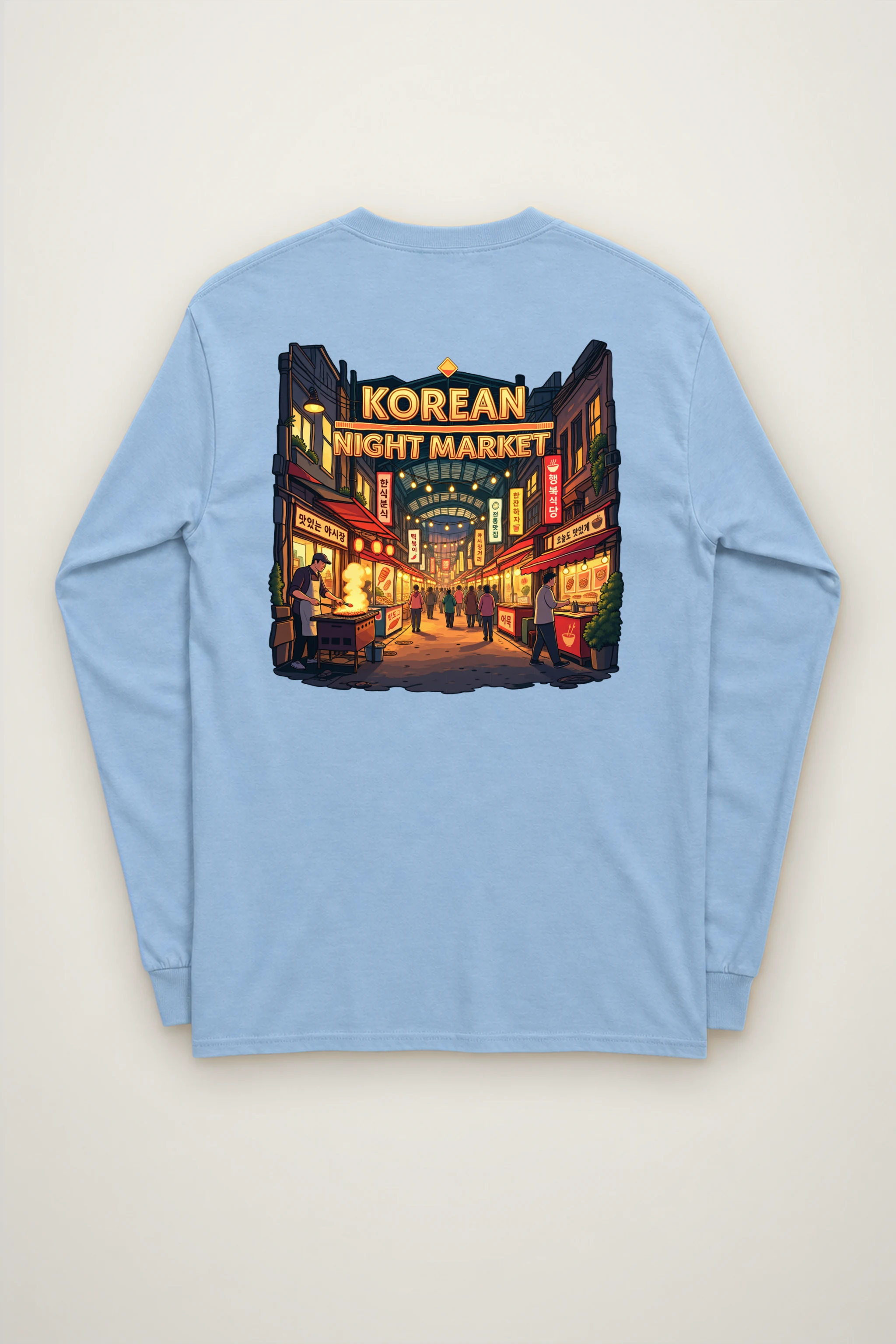 "Korean Night Market" Unisex Longsleeve T-shirt