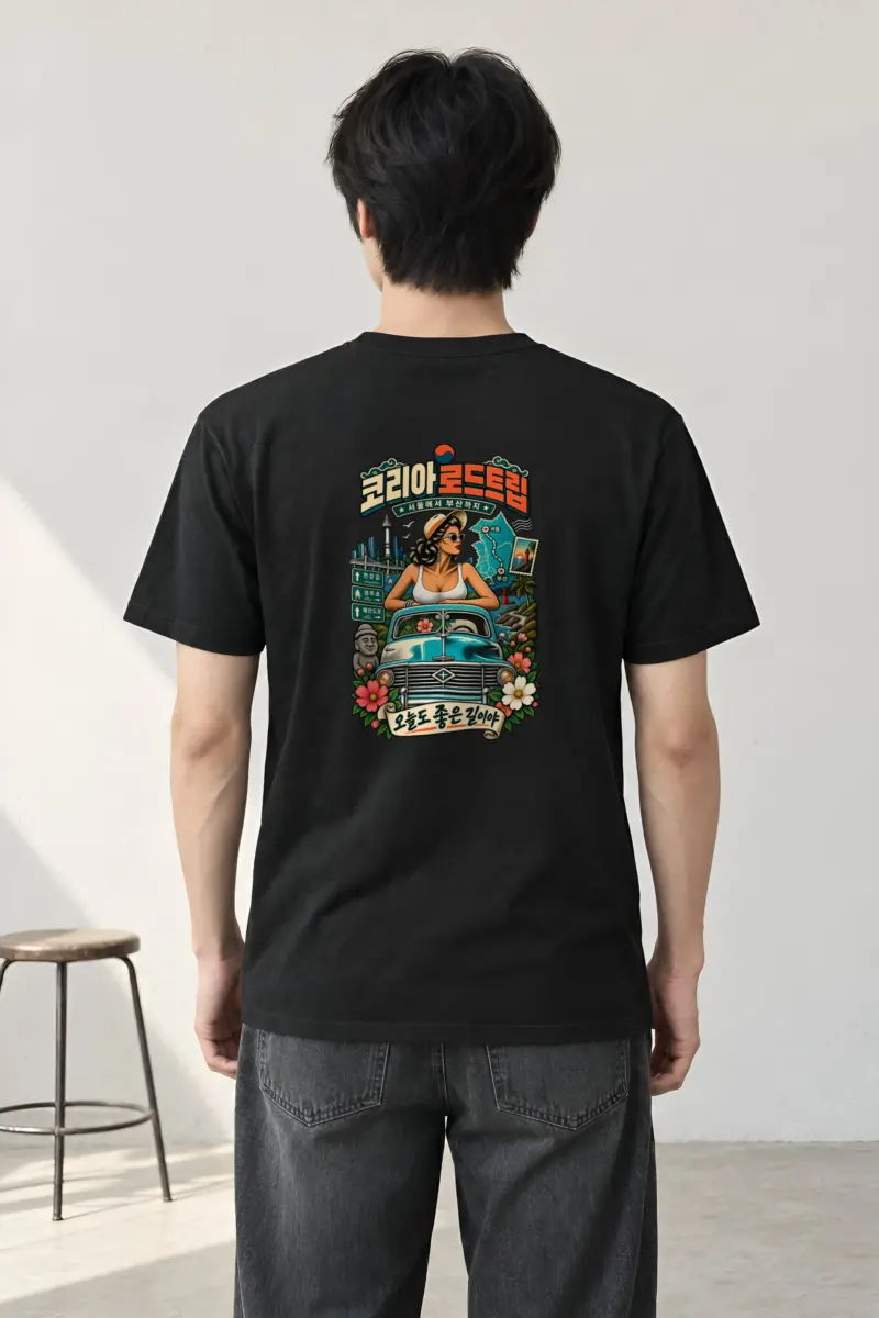 "Korean Road Trip" Heavyweight Unisex Crewneck T-shirt