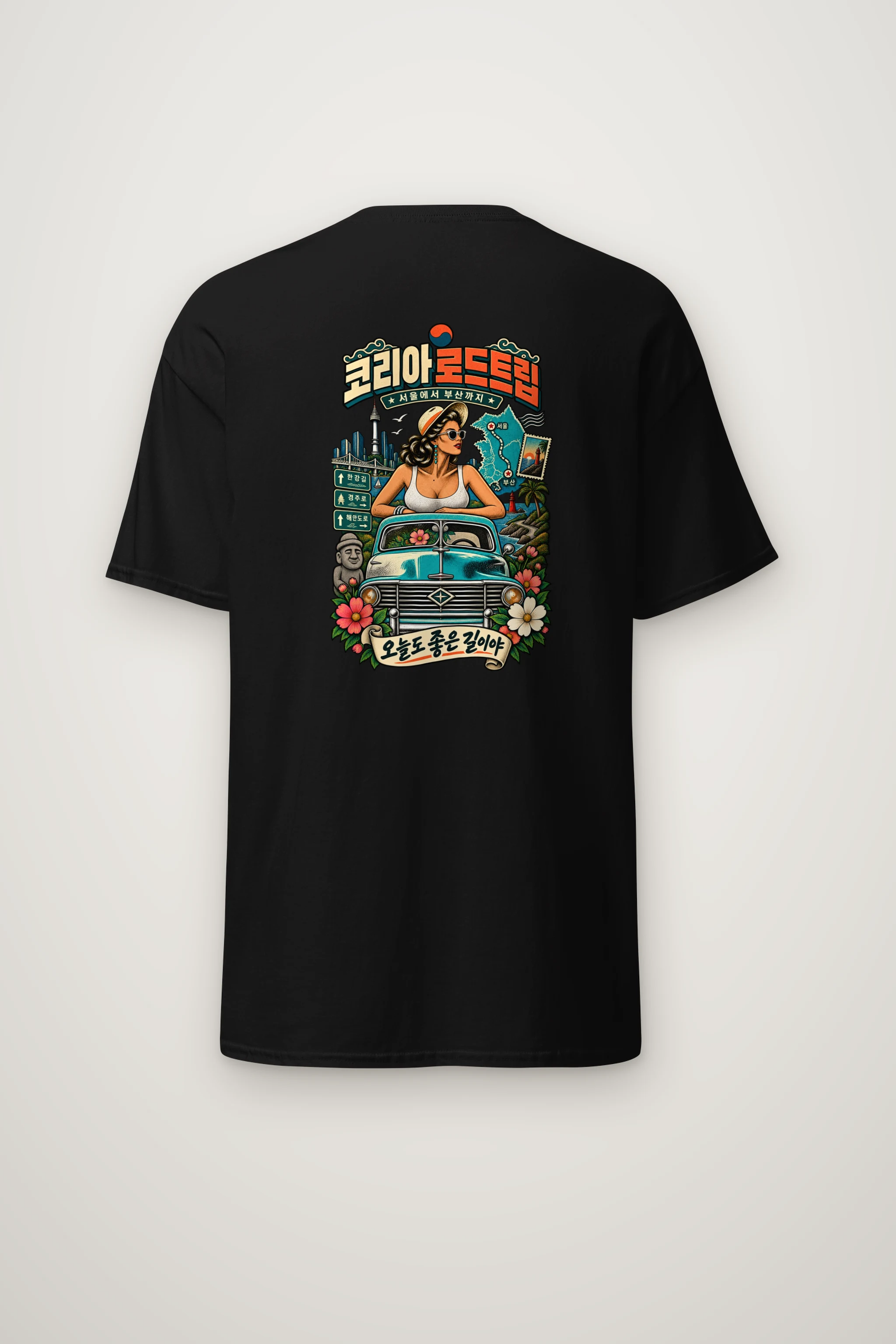 "Korean Road Trip" Heavyweight Unisex Crewneck T-shirt