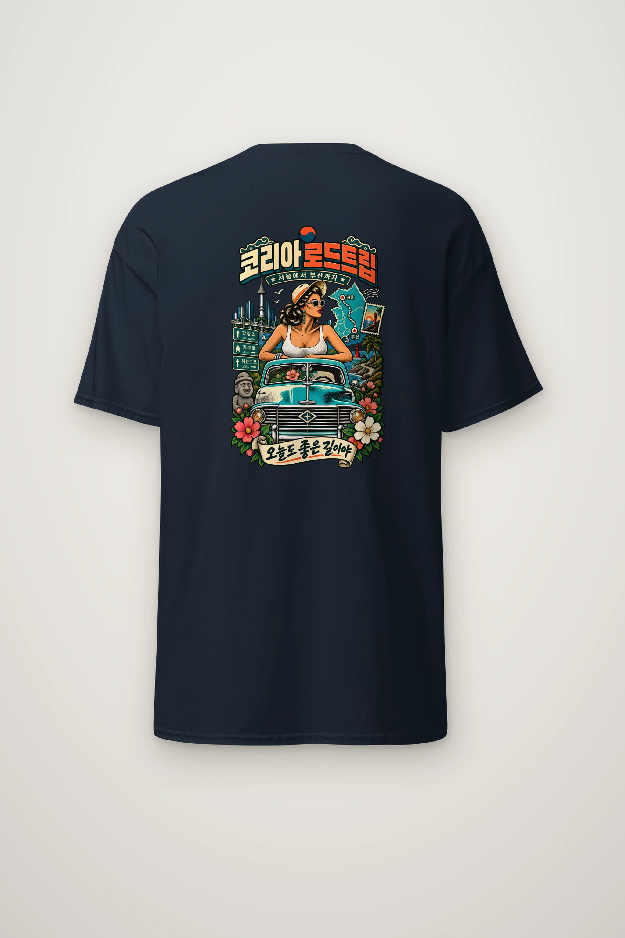 "Korean Road Trip" Heavyweight Unisex Crewneck T-shirt