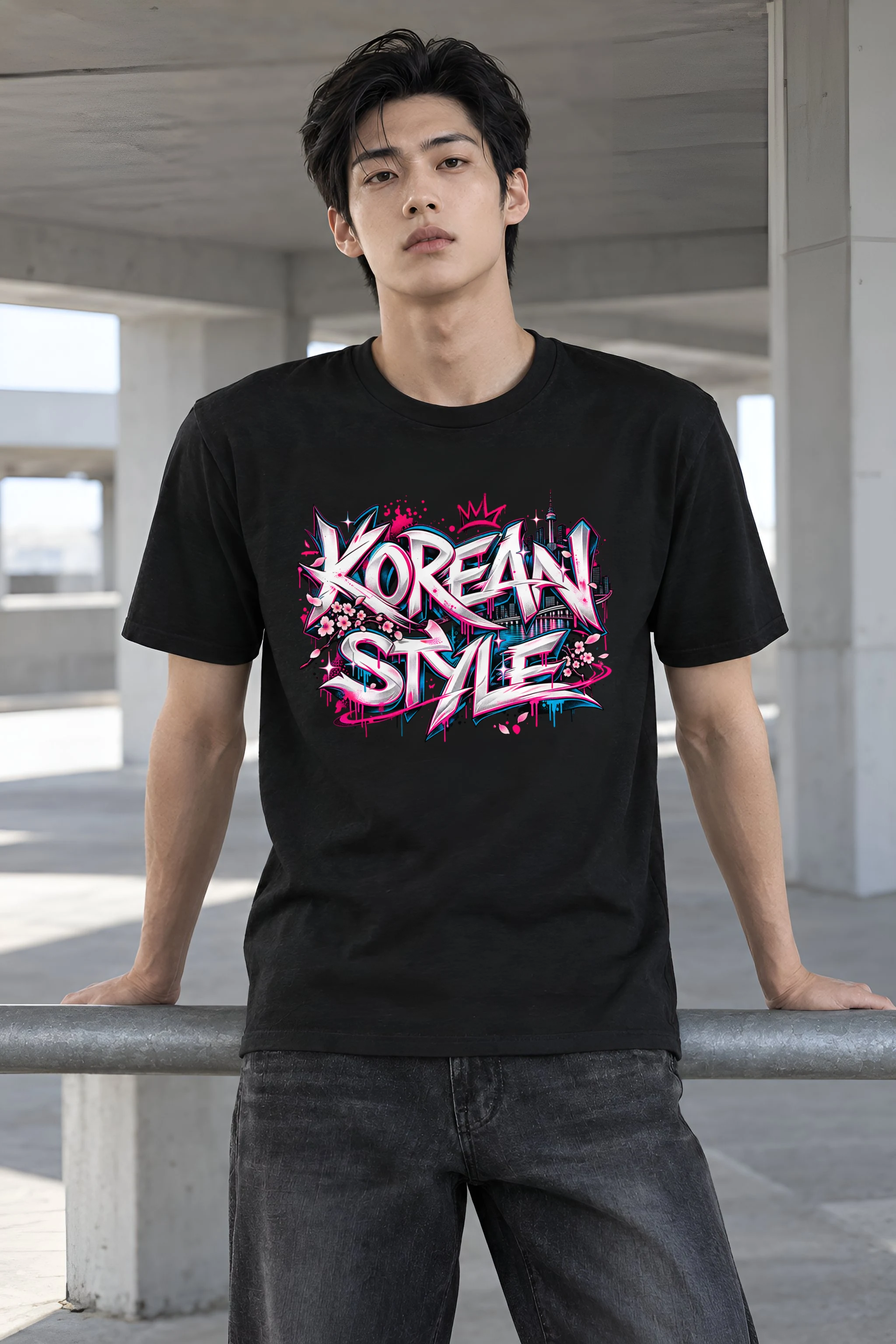 "Graffiti City Blossom" Heavyweight Unisex Crewneck T-shirt